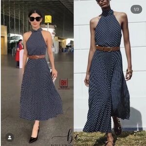 Zara polka dot halter dress